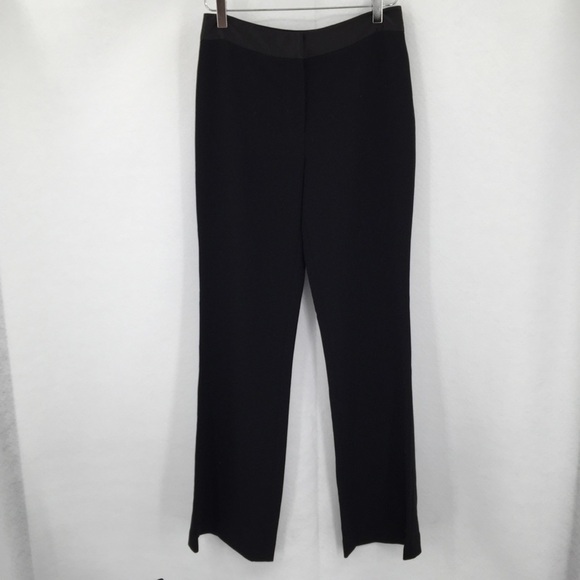 DVF Diane von Furstenberg Garnett black trousers pants flare crepe satin new 4 - Picture 2 of 7